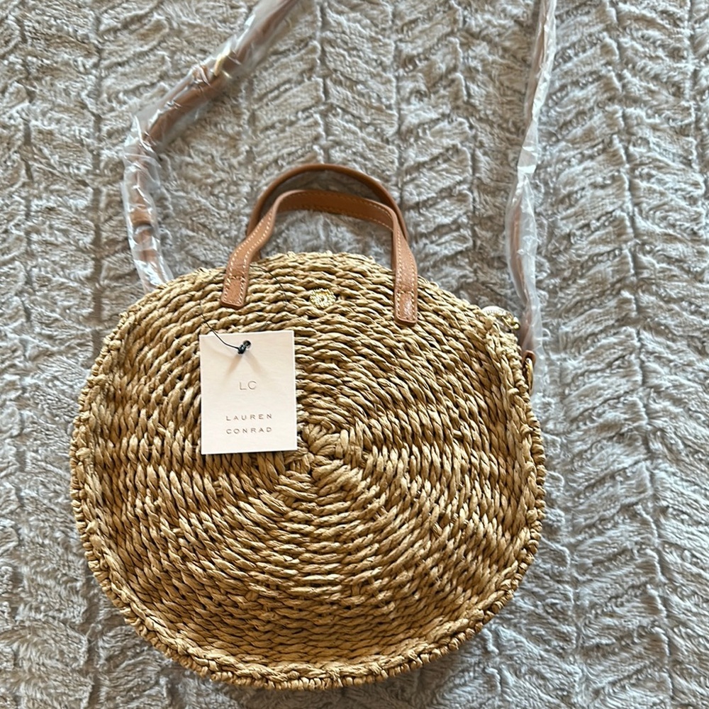 LC Lauren Conrad Tan Tote Woven Bag